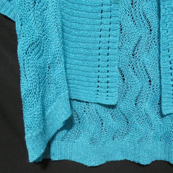 LAUREN MICHELLE | large | Turquoise Knit Short Sleeve Cardigan / Shrug | NWOT - Picture 7 of 16